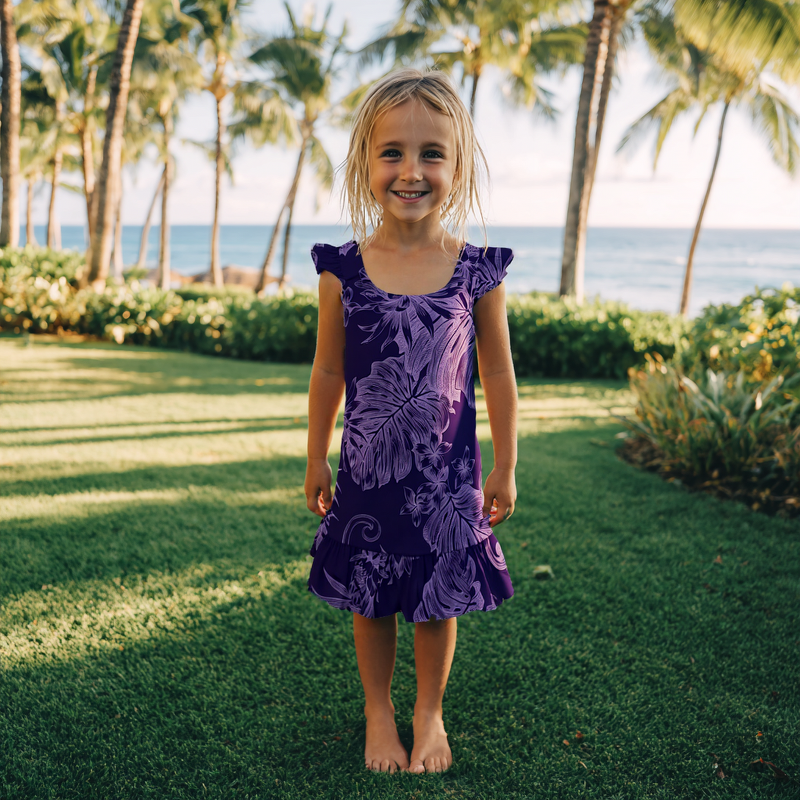 purple hawaiian dress Girl's Hawaiian Dress 6 / Red