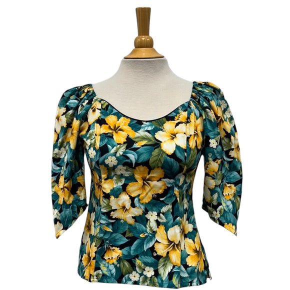 Hibiscus print blouse top