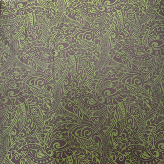 Polynesian Tribal Tapa Print Fabric / Dark Green and Black