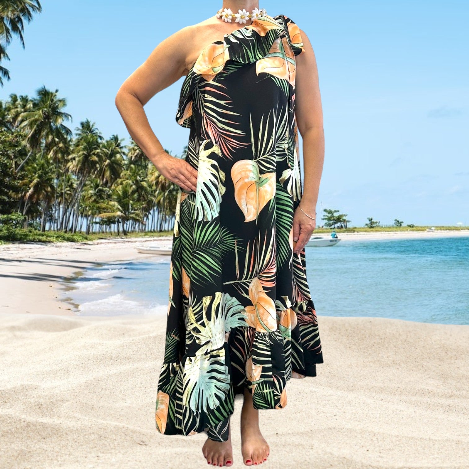 Women's One Shoulder Hawaiian Dress Women's One Shoulder Hawaiian Dress