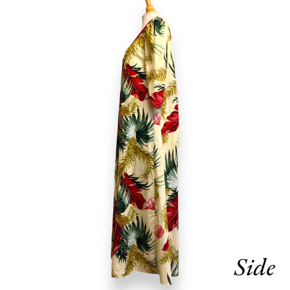 Tropical Leaf Hawaiian Muumuu Dress