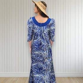Blue Cotton Muumuu Velvet Yoke
