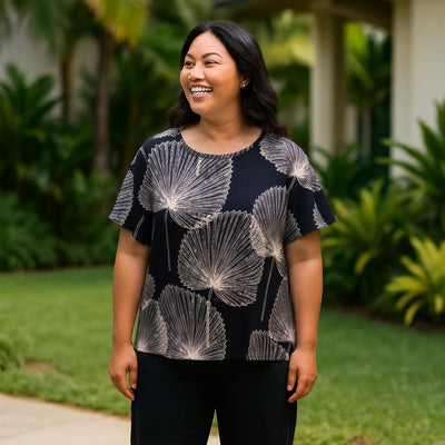 Buy black Comfort & Effortless Elegant Top in the Loulu Print