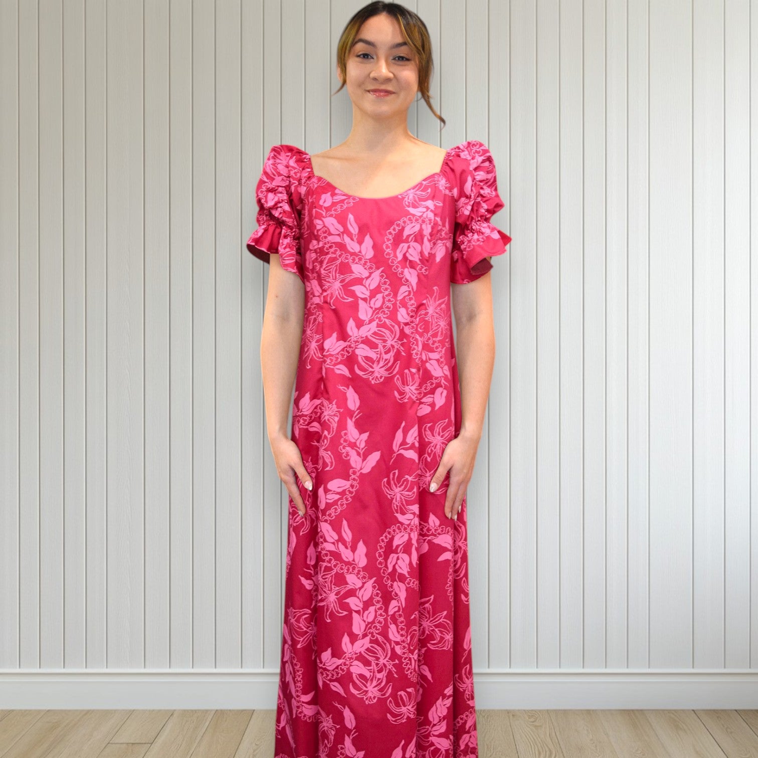 Elegant Pink Hawaiian Long Flare Dress / Muumuu Mall | Muumuu Mall by Muumuu Rainbow Elegant Pink Hawaiian Long Flare Dress / Muumuu Mall | Muumuu Mall by Muumuu Rainbow