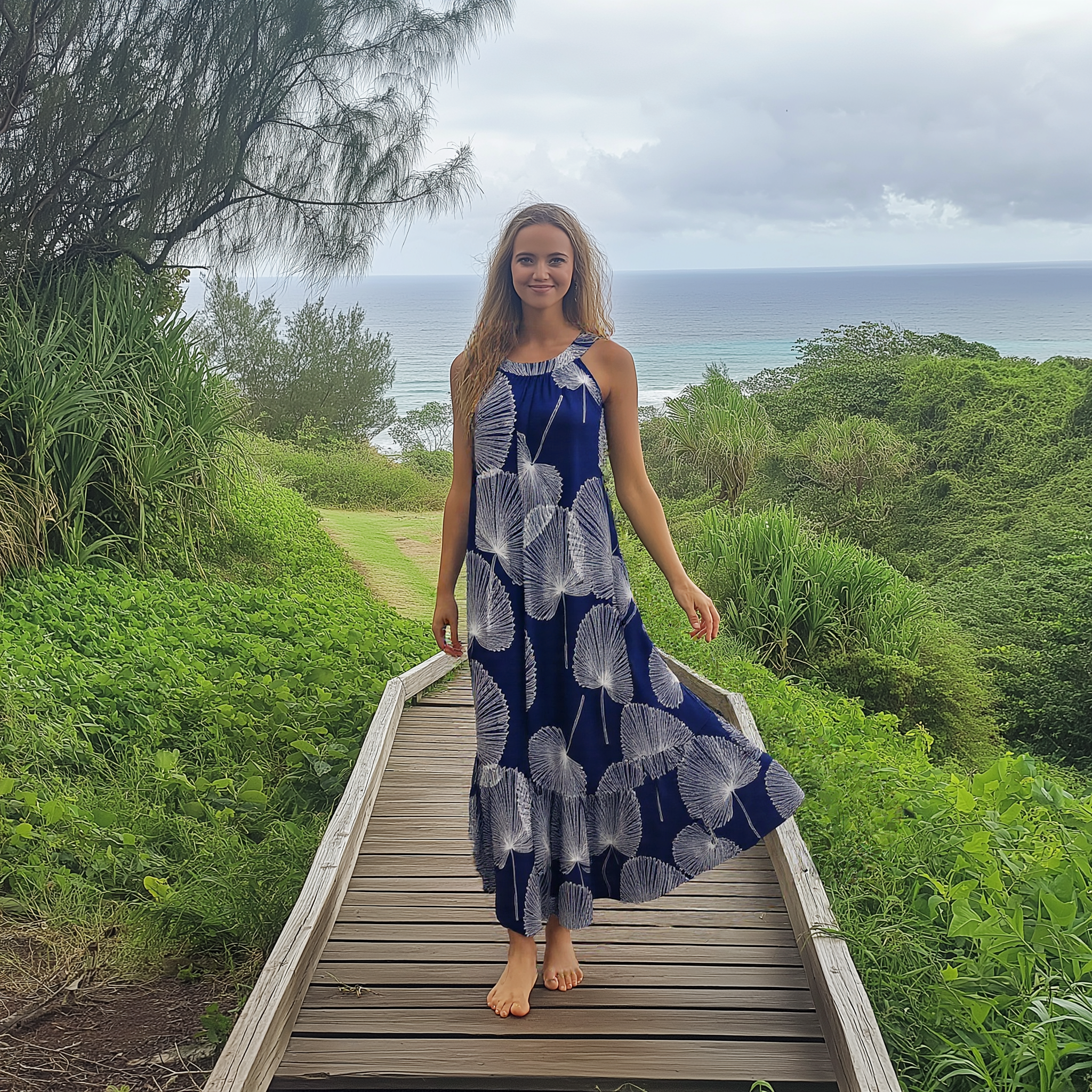 Gorgeous Summer Party Dress – Perfect for Resort Weddings, Beach Parties & Luaus Navy / 2XL