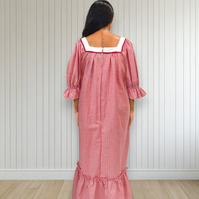 Gingham Lace Trim Muumuu Dress