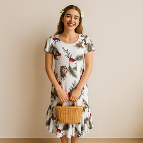 Half Sleeve Hawaiian Rayon Dress