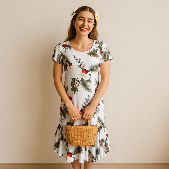 Half Sleeve Hawaiian Rayon Dress