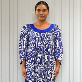 Midnight Blue Tapa Muumuu