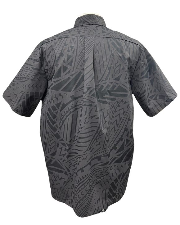 Mens Aloha Shirt Tribal in Charcoal