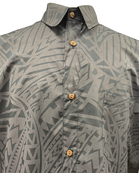 Mens Aloha Shirt Tribal in Charcoal