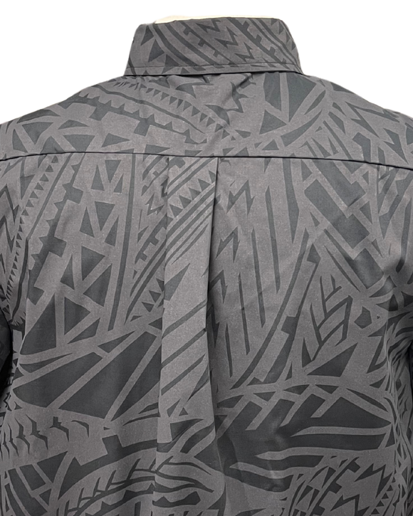 Mens Aloha Shirt Tribal in Charcoal