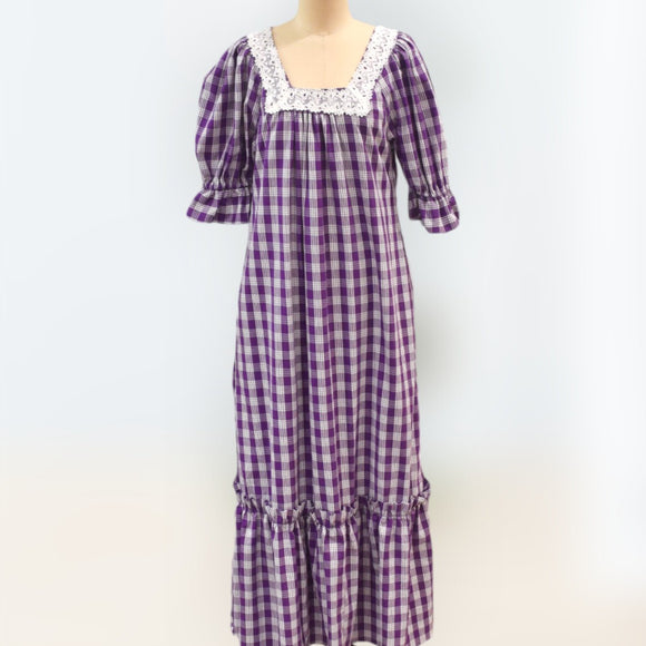 Purple Palaka Half Sleeve Muumuu