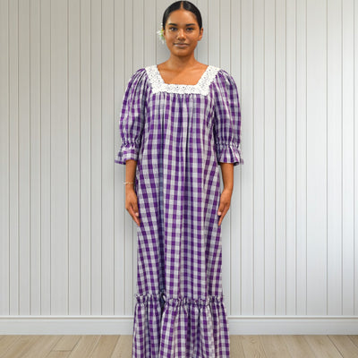 Purple Palaka Half Sleeve Muumuu