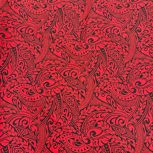 Polynesian Tribal Tapa Print Gift Wrapping Fabric / Furoshiki - Red