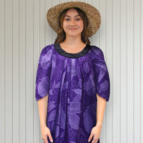 Violet Banana Leaf Muumuu Dress