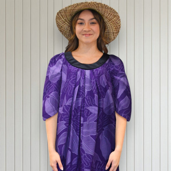 Violet Banana Leaf Muumuu Dress