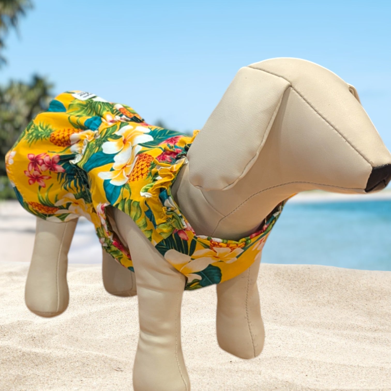 Golden Tropics: Yellow Pineapple & Hawaiian Flower Dog Dress | Muumuu Mall  by Muumuu Rainbow