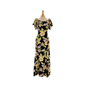 Navy Hibiscus Flare Sleeve Rayon Dress 2869