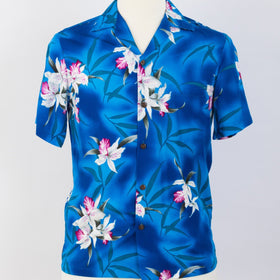 Royal Blue  Orchid Floral Print Shirt | Blue - Muumuu Outlet