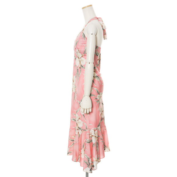 Halter Pink Plumeria Hawaiian Dress