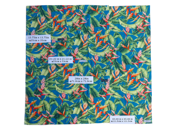 Tropical Birds Paradise Gift Wrapping Cloth, Furoshiki - Black