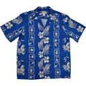 Hawaiian Motif Paradise Rayon Shirt | Blue - Muumuu Outlet