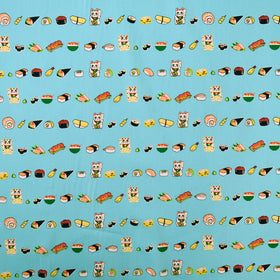Buy blue Maneki Neko Cats and Sushi Unique Gift Wrapping Fabric-Pink