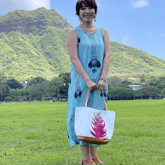 Sabado Design Sleeveless A Line Dress - Navy Tree on Light Blue - Muumuu Outlet