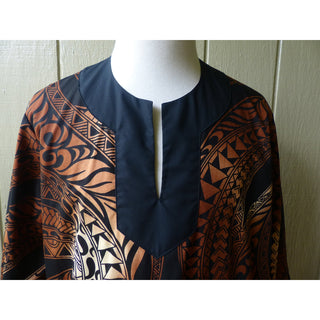 Buy bronze Men&#39;s Muumuu Kaftan | Ombre Bronze, Blue, Red, Black Tapa Print | Long Shirt