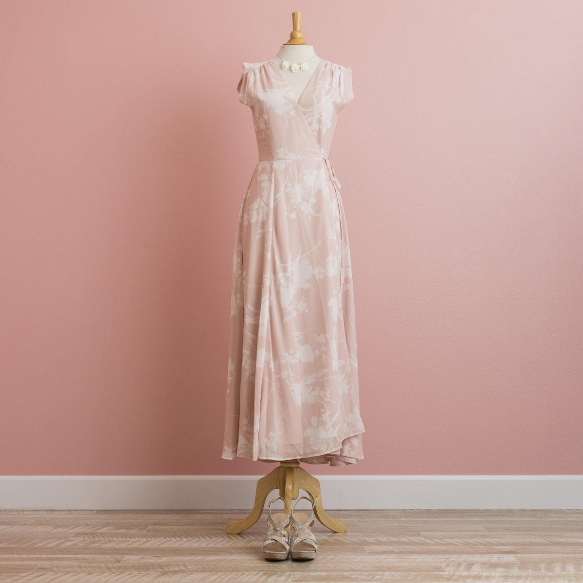 Floral Print Wrap Dress | Beige Pink | Muumuu Mall by Muumuu Rainbow Floral Print Wrap Dress | Beige Pink | Muumuu Mall by Muumuu Rainbow