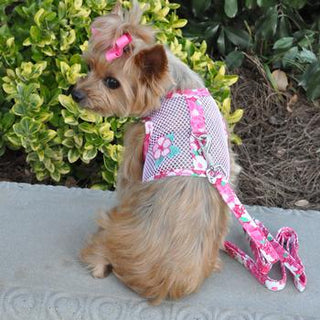 Dog Mesh Harness with Hibiscus | Pink - Muumuu Outlet