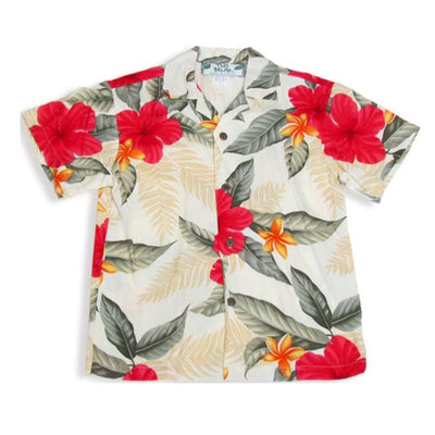 red hibiscus cream shirt