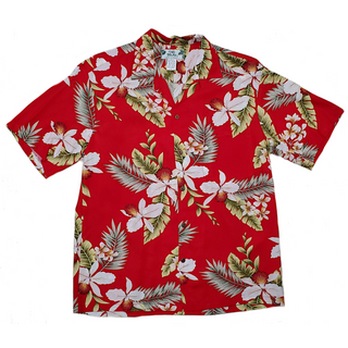 Red Orchid Floral Print Shirt | Red - Muumuu Outlet