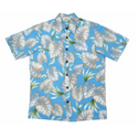 Light Grey Monstera Leaf Hawaiian Shirt | Blue and Grey - Muumuu Outlet