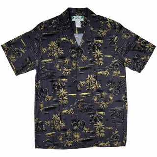 Buy grey Old Hawaiian Retro Print with Pineapple and Palm Tree Shirt- Brown