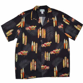 Buy black Old Hawaiian Retro Print with Surf Board and Classic Car - Cream