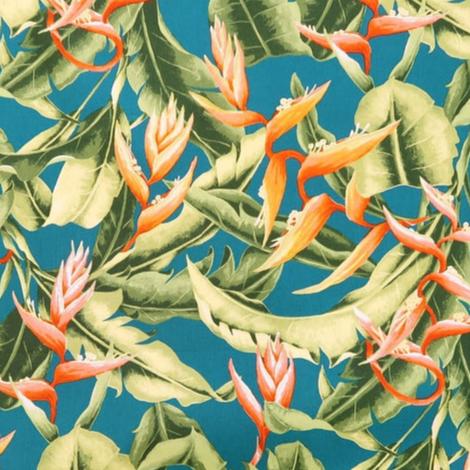 Heliconia Paradise Hawaiian Fabric | Teal - Muumuu Outlet