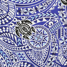 Polynesian Tribal Turtle Print Fabric- brown/red/blue-  PC231 - Muumuu Outlet
