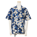 Plumeria Shower Cotton Hawaiian Shirt | Blue - Muumuu Outlet