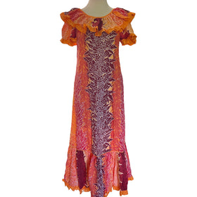 Tropical Lei Flowers Ombre Muumuu - Orange 7378 - 0