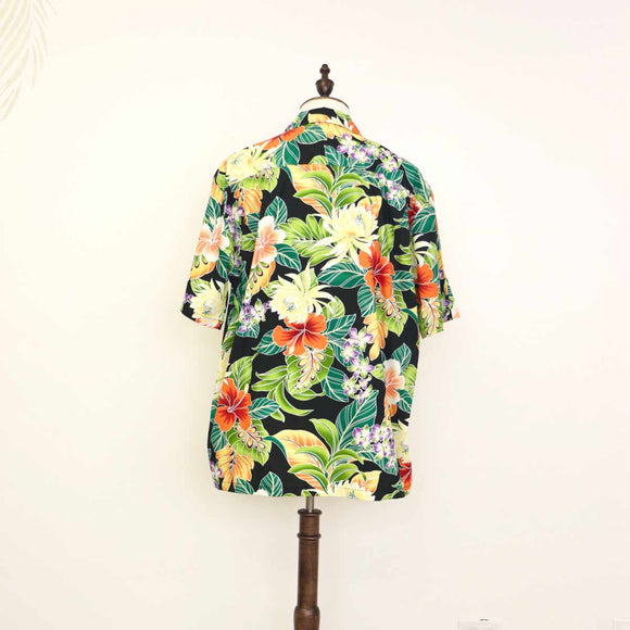 Paradise Tropical Print Aloha Shirts | Black