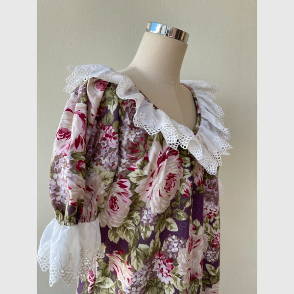 Purple Rose Flower Print Muumuu Dress 8631