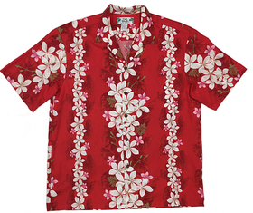 Red Plumeria Hawaiian Shirt - 0
