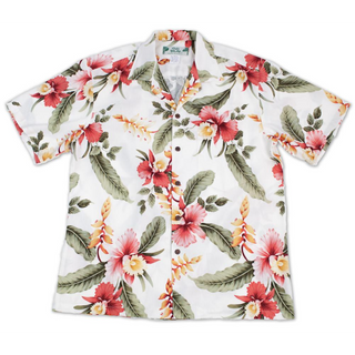Orchid Floral Print Shirt | White - Muumuu Outlet
