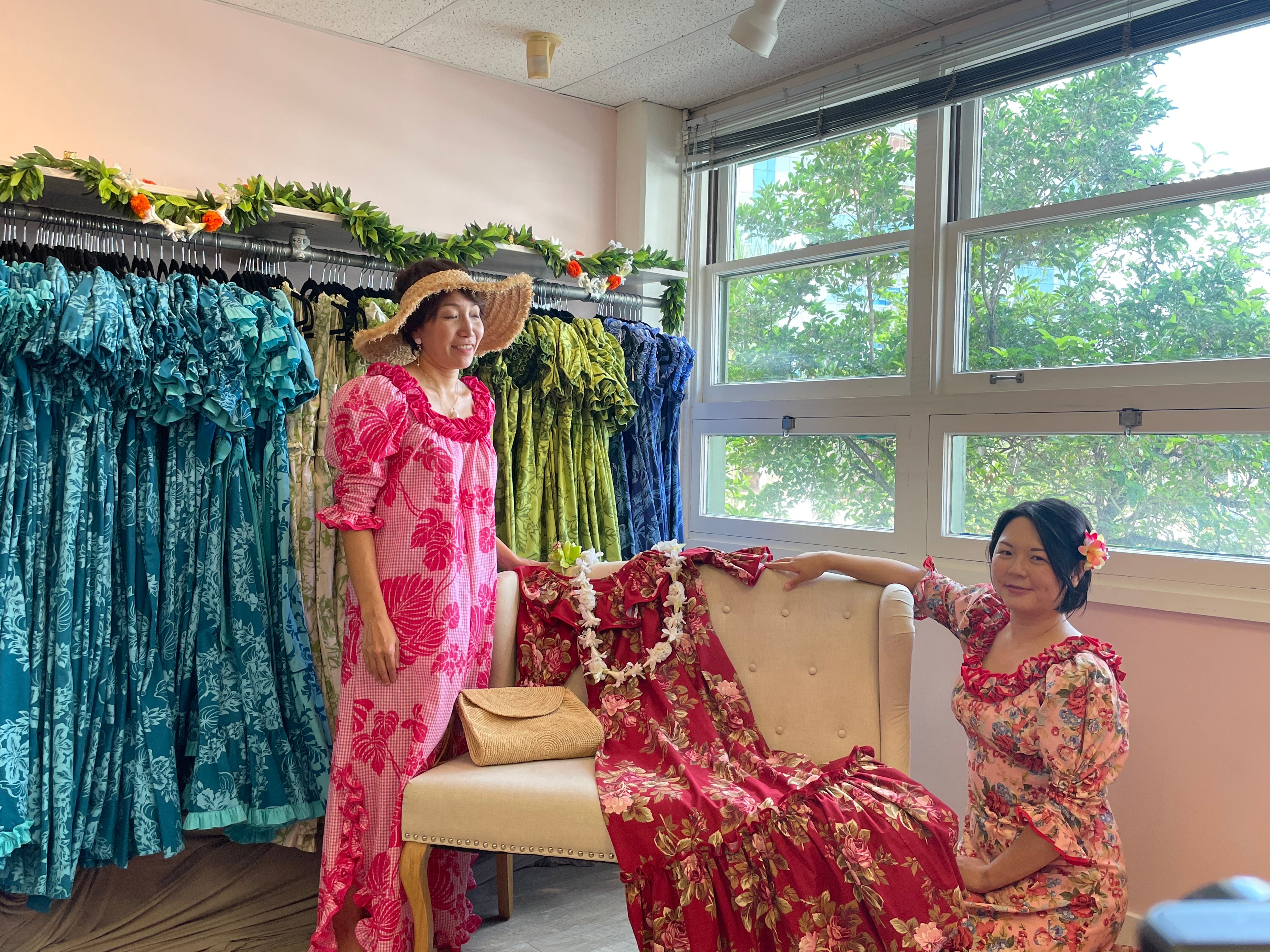 hawaiian dress designers Blue XOXO in Honolulu Fabric Design M / Blue The Aurora Orange Maxi Hawaiian Dress features a stunning floral print Manaola Hawaii Hawaiian Designer Clothing