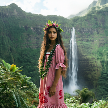 Gingham Lace Trim Muumuu Dress – 100% Cotton