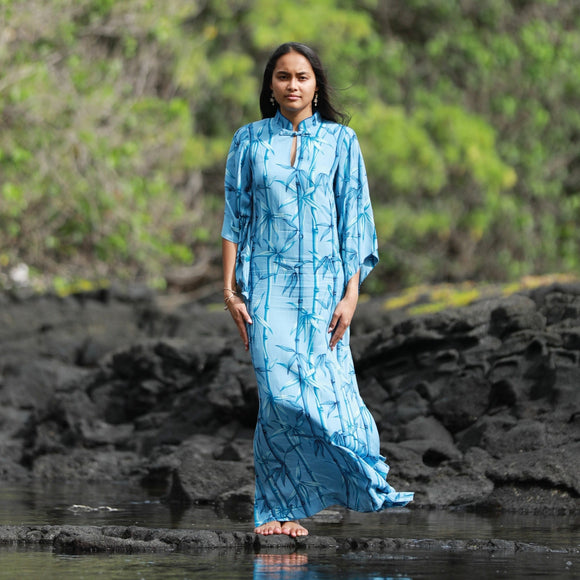 Kimono Sleeve Hawaiian Dress Bamboo