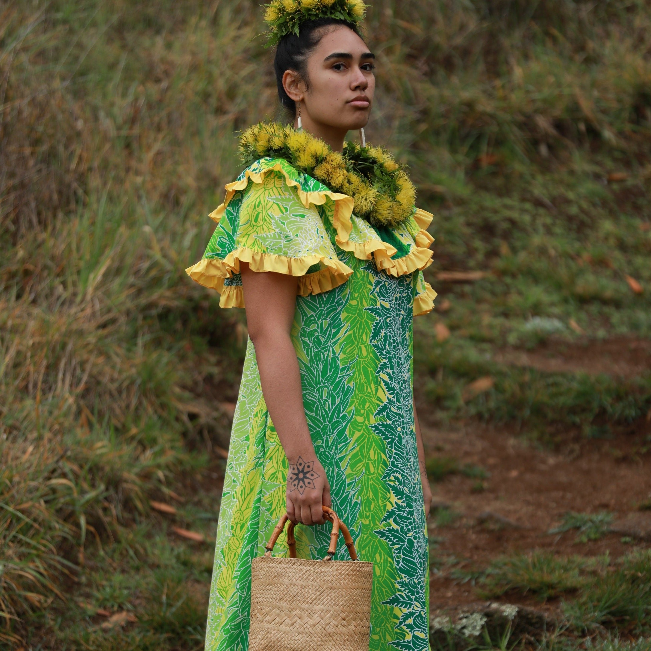  Creations ムームー ドレス　M 緑系 リラックスしたスタイルのハワイアンドレス | Page 2 | Muumuu
