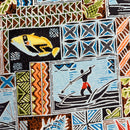 Light Blue Traditional Polynesian Pattern Fabric-3